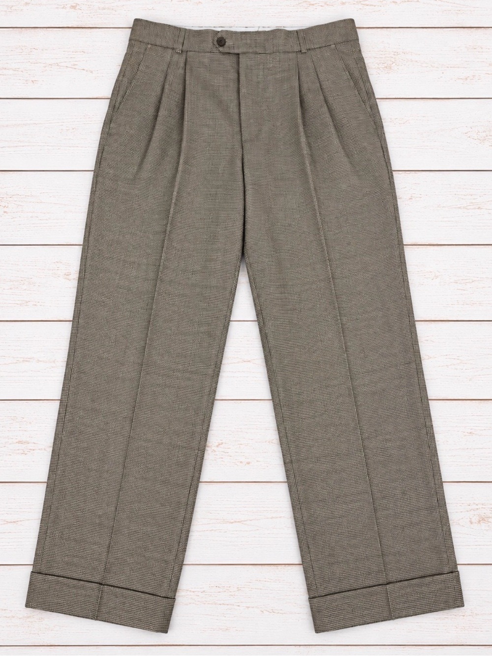 Ballin Men’s Size 35 Wool Pleated Dress Pants Houndstooth Cuffed Made Canada